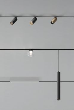 VK Lighting Eiva - système de rail magnétique - suspension - Ø 3,6 x 130 cm - 7W LED inclus - dimmable DALI - noir
