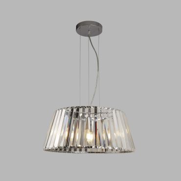 Searchlight Tiara - lampe suspendue - Ø 47 x 150 cm - chrome et transparent