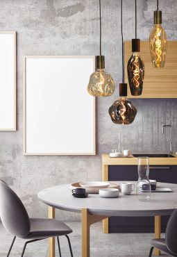 Daylight Italia Lampe LED bosselée - Ø 18 x 21,5 cm - E27 - 5W dimmable - 1800K - fumé