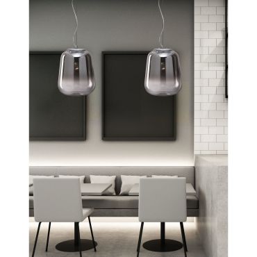 Nova Luce Oliverio - lampe suspendue - Ø 33 x 120 cm - verre fumé et chrome