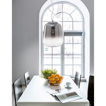 Nova Luce Oliverio - lampe suspendue - Ø 45 x 120 cm - verre fumé et chrome