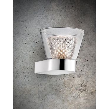 Nova Luce Boccale - applique murale - 12,6 x 12 x 10,3 cm - 33W halogène inclus - chrome et transparent
