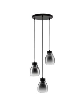 Nova Luce Blacu - lampe suspendue - Ø 32 x 120 cm - dégradé fumé et noir