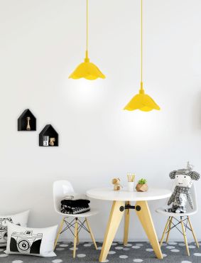 Nova Luce Udine - lampe suspendue - Ø 25 x 100 cm - jaune