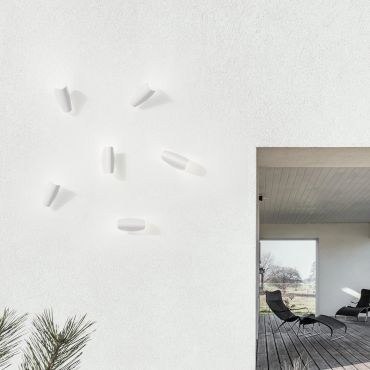 Nova Luce Arabella - applique murale extérieure - 11 x 18 x 9 cm - 6W LED inclus - IP54 - blanc sablé