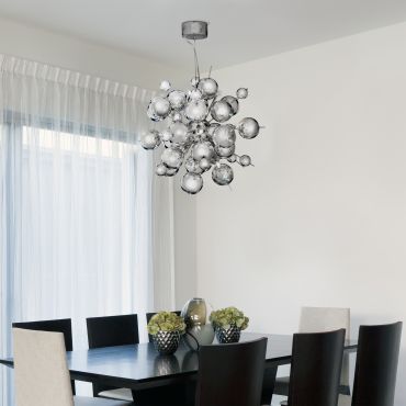 Searchlight Molecule - lampe suspendue - Ø 53 x 130 cm - chrome