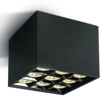 MODÈLE D’EXPOSITION - ONE Light Mirror Square Boxes - plafonnier - 12,3 x 12,3 x 8,8 cm - 30W LED inclus - noir
