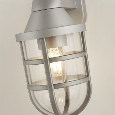 Searchlight Seaside - lampe murale extérieure - 11 x 21 cm - IP44 - argenté