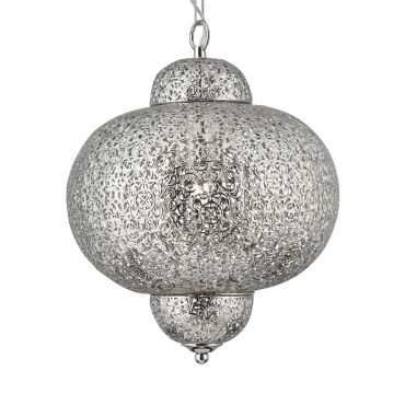 Searchlight Fretwork - lampe suspendue - Ø 29 x 88 cm - nickel poli