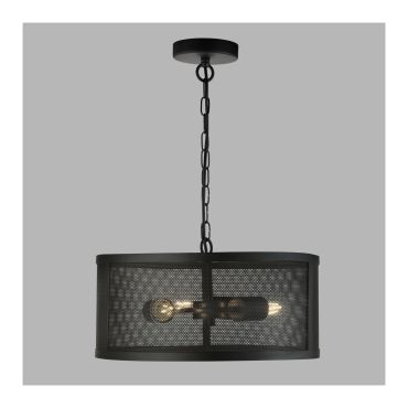 Searchlight Fishnet - lampe suspendue - Ø 45 x 150 cm - noir mat