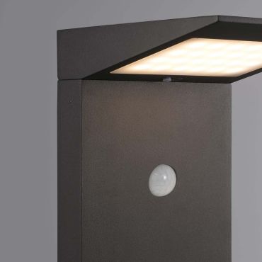 Faro Soleil - poteau de jardin solaire avec détecteur de mouvement - 16,5 x 14 x 51 cm - 2W LED inclus - IP54 - gris foncé