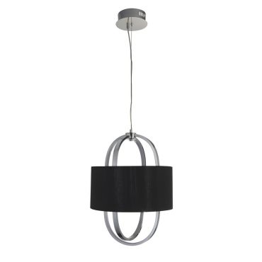 Searchlight Madrid - lampe suspendue - Ø 38 x 130 cm - 20W LED dimmable inclus - noir et chrome