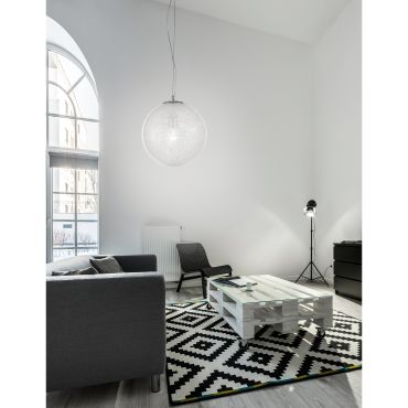 Nova Luce Frozen - lampe suspendue - Ø 20 x 120 cm - transparent et chromé