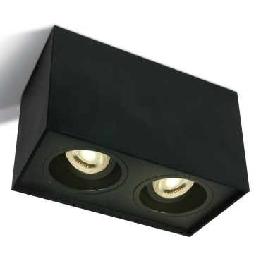 ONE Light GU10 Cylindres carrés ajustables - spot en saillie 2L - 18,2 x 9,6 x 12,5 cm - noir