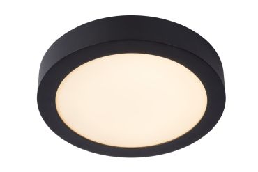 Lucide Brice-Led - plafonnier - Ø 24 x 3,9 cm - 15W LED dimmable inclus - IP44 - noir