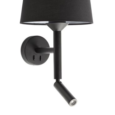 Faro Savoy - applique murale avec interrupteur - 23 x 26,5 x 49,9 cm - 3W LED inclus - noir mat
