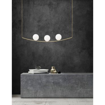 Nova Luce Vitton - lampe suspendue - 180 x 15 x 120 cm - laiton et blanc