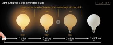 Lucide Ampoule LED - Ø 12,5 x 17,5 cm - E27 - 8W - 3 Stepdim - 2700K à 2200K - Opale