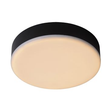 Lucide Ceres-LED - plafonnier de salle de bains - Ø 21,5 x 5 cm - 30W LED dimmable inclus - IP44 - noir