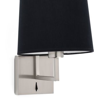 Faro Frame - applique murale avec interrupteur - 21,5 x 28 x 17,6 cm - noir et nickel mat