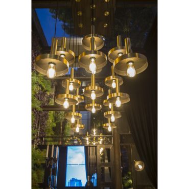 Faro Whizz - lampe suspendue - Ø 25 x 26 cm - or satiné et noir