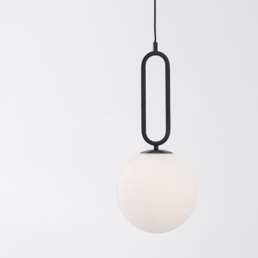 Nova Luce Grus - lampe suspendue - Ø 25 x 120 cm - noir mat et opale