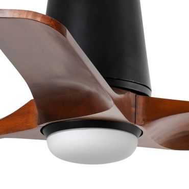 Faro Heywood Tub S - ventilateur de plafond avec lumière - Ø 90 cm - noir mat et noyer