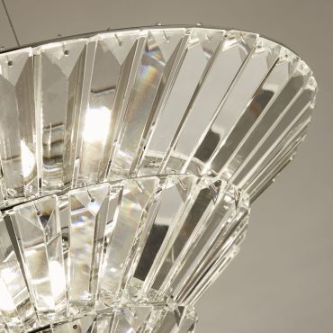Searchlight Savannah - plafonnier suspendu - Ø 50,5 x 150 cm - chrome et transparent