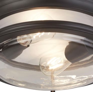 Searchlight Glasgow - plafonnier - Ø 35 x 14,5 cm - IP44 - noir et transparent
