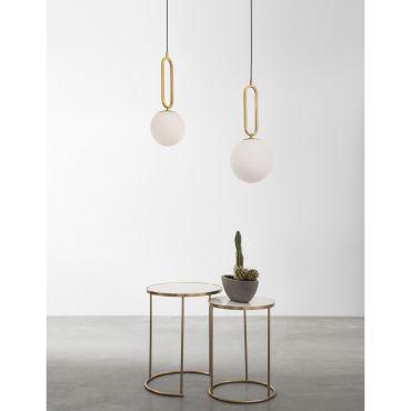 Nova Luce Grus - lampe suspendue - Ø 20 x 120 cm - laiton et opale