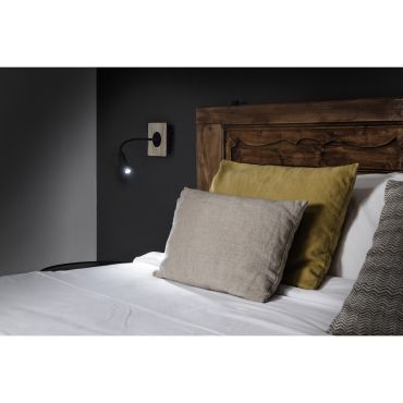 Faro Mood - applique murale - 13 x 26 x 13 cm - 2W LED inclus - noir et marron