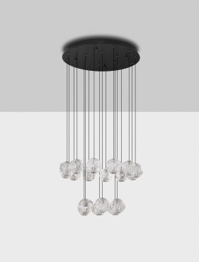 Nova Luce Ifos - lampe suspendue - Ø 60 x 210 cm - 87W dimmable LED inclus - noir sablé et métal chromé