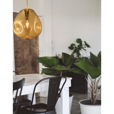 Nova Luce Lava - lampe suspendue - Ø 25 x 120 cm - or