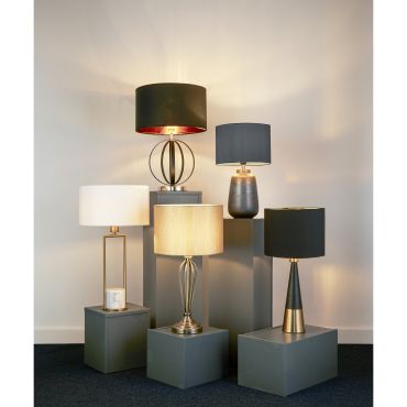 Searchlight - lampe à poser - Ø 18,5 x 58 cm - noir et or