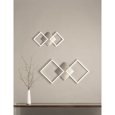 Searchlight Wall Art - applique murale - 47 x 23 cm - 18W LED inclus - blanc et argent satiné