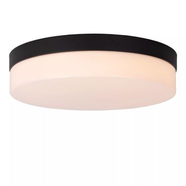 Lucide Biskit - plafonnier avec détecteur de mouvement - Ø 28 x 7,5 cm - 18W LED inclus - IP44 - noir