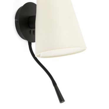 Faro Lupe - applique murale avec interrupteur - 10 x 25 x 42 cm - 1W LED inclus - beige et noir
