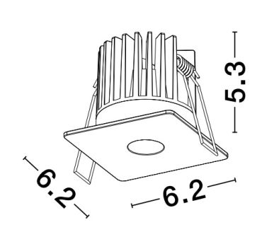 Nova Luce Ono - spot à encastrer - 62 x 62 mm, Ø 50 mm à encastrer - 8W LED inclus - noir