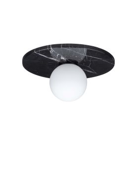 Nova Luce Idor - plafonnier - Ø 30 x 15,5 cm - marbre noir et verre opale