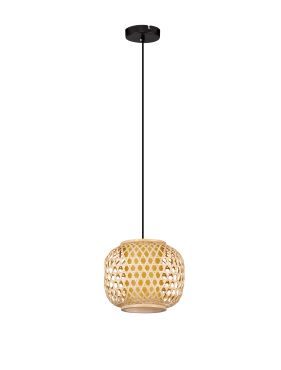 Nova Luce Asma - lampe suspendue - Ø 25 x 150 cm - rotin et noir sablé