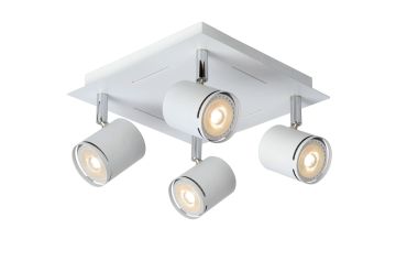 Lucide Rilou - spot en saillie - 22 x 22 x 12 cm - 4 x 5W LED dimmable inclus - blanc