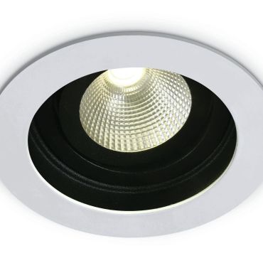 ONE Light COB Shop &amp; Hotel - spot encastrable - Ø 100 mm, Ø 87 mm encastrable - 12W LED dimmable inclus - blanc - couleur de lumière blanc chaud (3000K)
