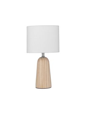 Nova Luce Oby - lampe de table - Ø 16 x 30 cm - blanc et bois naturel