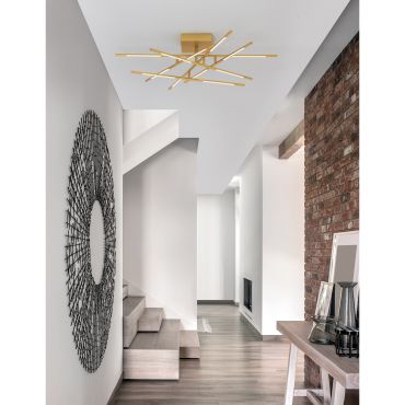 Nova Luce Raccio - plafonnier - 94,5 x 94,5 x 21 cm - 48W LED dimmable inclus - laiton doré