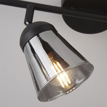 Searchlight Mega - spot en saillie 4L - 83 x 24 x 14 cm - noir et verre fumé