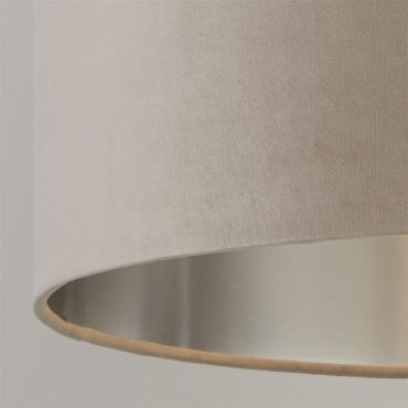 Searchlight Velvet Drum - abat-jour - Ø 38 x 22 cm - taupe et argent
