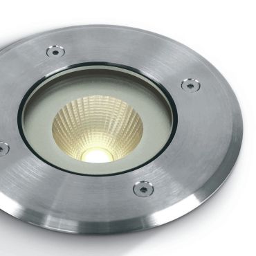 ONE Light COB Inground Range - spot sol extérieur - Ø 125 mm, Ø 106 mm à encastrer - 10W LED inclus - IP67 - acier inoxydable