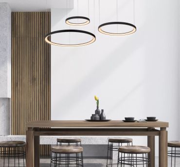 Lucide Vidal - lampe suspendue - Ø 78 x 200 cm - 120W LED inclus - noir