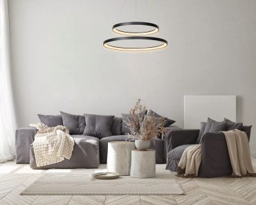 Lucide Vidal - lampe suspendue - Ø 78 x 200 cm - 92W LED inclus - noir