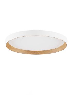 Nova Luce Vomos - plafonnier - Ø 40 x 7 cm - 36W dimmable LED inclus - blanc sablé et bois